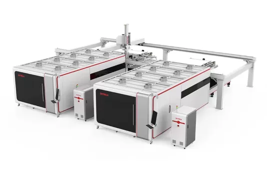 Dispositivo de carga y descarga automática MAT-Series para dos máquinas de corte por láser