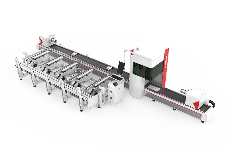 Máquina de corte de tubos de metal con alimentación automática de tres ejes